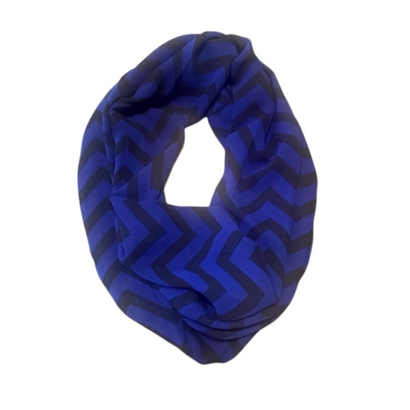 Accessories - Chevron Patterned Blue and Black Infinity Scarf